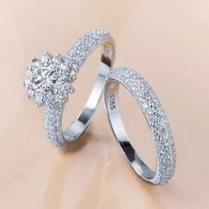 925 Sterling Silver CZ Wedding Ring Set